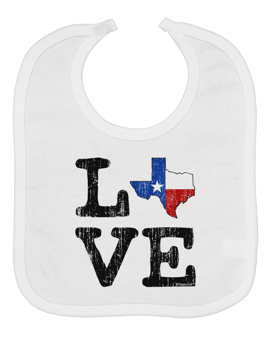 Texas Love Distressed Design Baby Bib by TooLoud