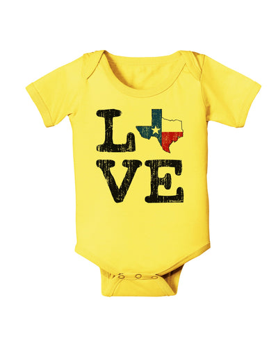 Texas Love Distressed Design Baby Romper Bodysuit by TooLoud-Baby Romper-TooLoud-Yellow-06-Months-Davson Sales