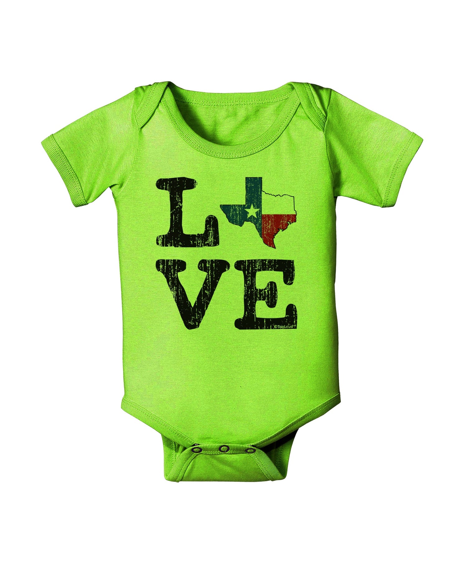 Texas Love Distressed Design Baby Romper Bodysuit by TooLoud-Baby Romper-TooLoud-Lime-Green-06-Months-Davson Sales