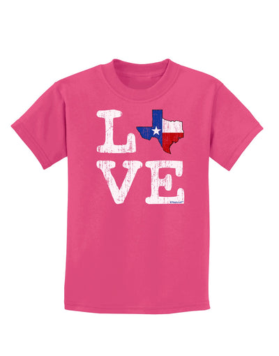 Texas Love Distressed Design Childrens Dark T-Shirt by TooLoud-Childrens T-Shirt-TooLoud-Sangria-X-Small-Davson Sales