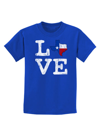 Texas Love Distressed Design Childrens Dark T-Shirt by TooLoud-Childrens T-Shirt-TooLoud-Royal-Blue-X-Small-Davson Sales