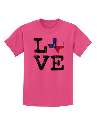 Texas Love Distressed Design Childrens T-Shirt by TooLoud-Childrens T-Shirt-TooLoud-Sangria-X-Small-Davson Sales