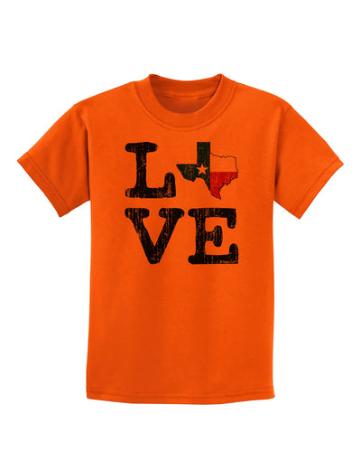 Texas Love Distressed Design Childrens T-Shirt by TooLoud-Childrens T-Shirt-TooLoud-Orange-X-Small-Davson Sales