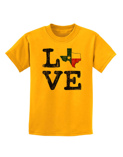 Texas Love Distressed Design Childrens T-Shirt by TooLoud-Childrens T-Shirt-TooLoud-Gold-X-Small-Davson Sales