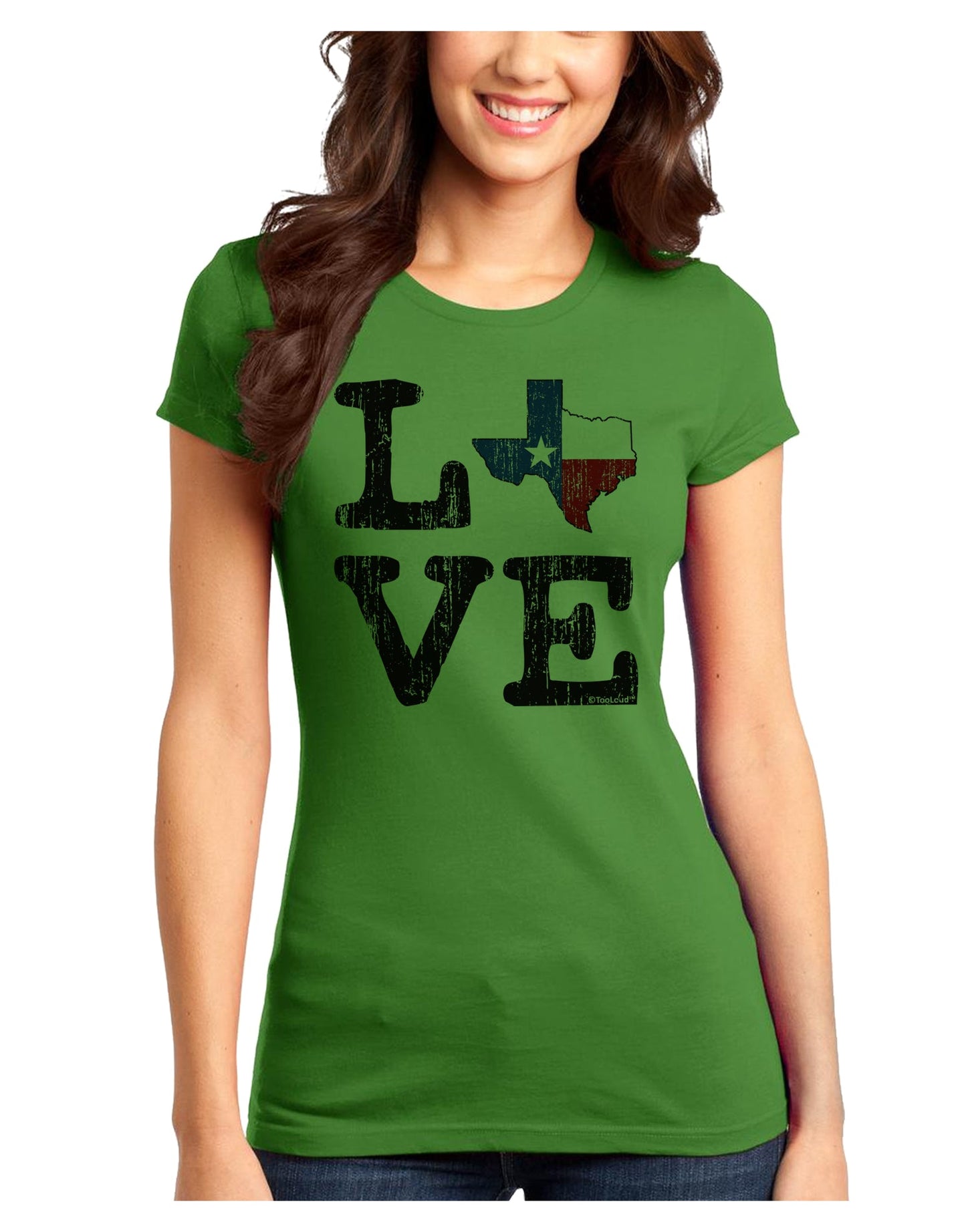 Texas Love Distressed Design Juniors T-Shirt by TooLoud-Womens Juniors T-Shirt-TooLoud-Kiwi-Green-Juniors Fitted X-Small-Davson Sales