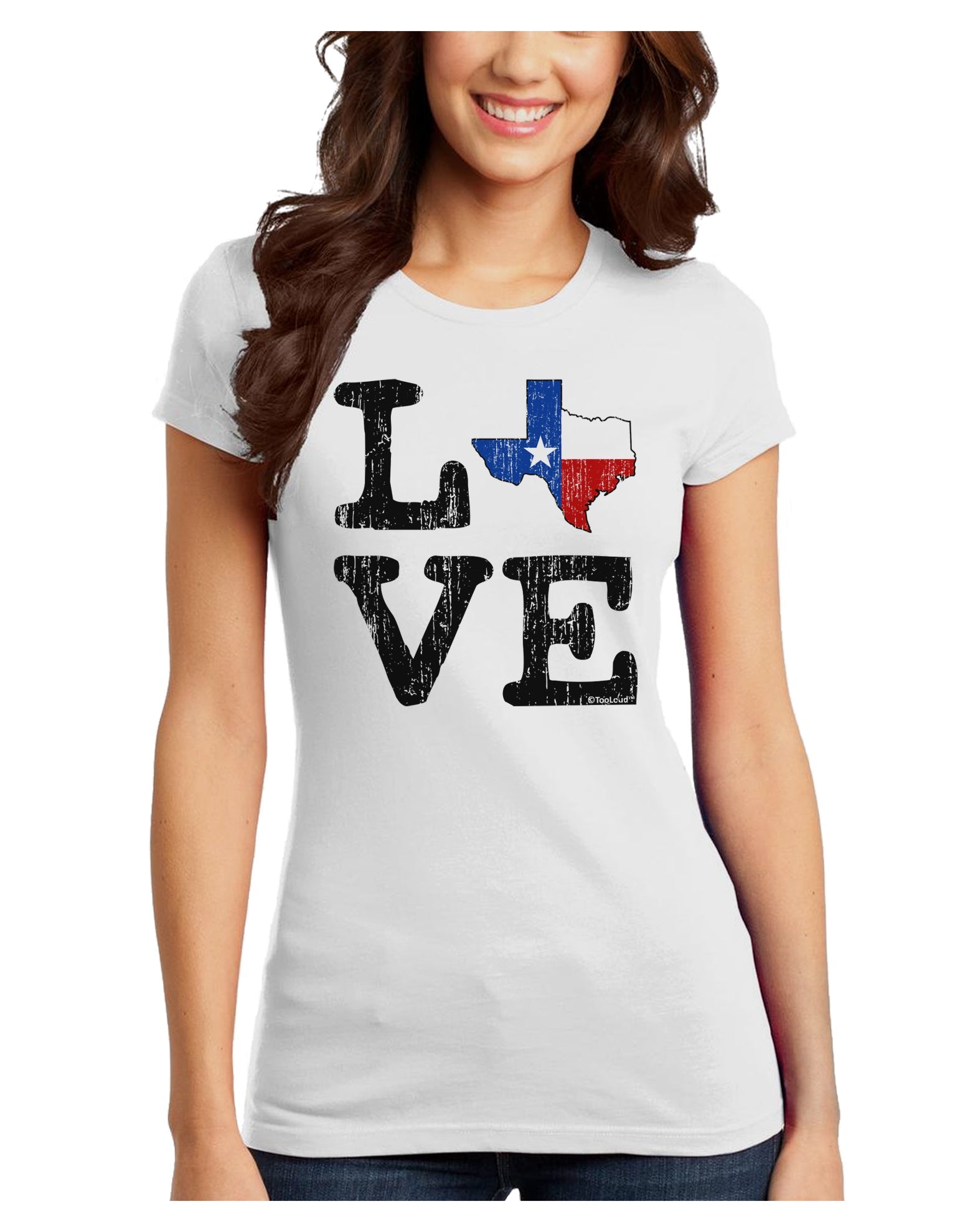 Texas Love Distressed Design Juniors T-Shirt by TooLoud-Womens Juniors T-Shirt-TooLoud-White-Juniors Fitted X-Small-Davson Sales