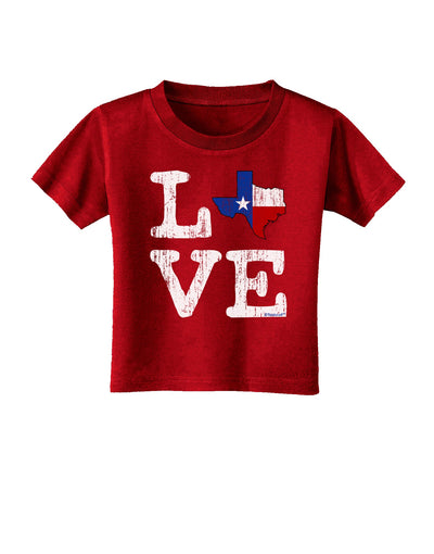 Texas Love Distressed Design Toddler T-Shirt Dark by TooLoud-Toddler T-Shirt-TooLoud-Red-2T-Davson Sales