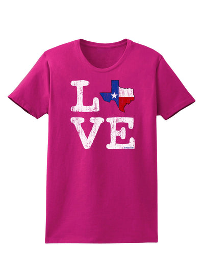 Texas Love Distressed Design Womens Dark T-Shirt by TooLoud-Womens T-Shirt-TooLoud-Hot-Pink-Small-Davson Sales