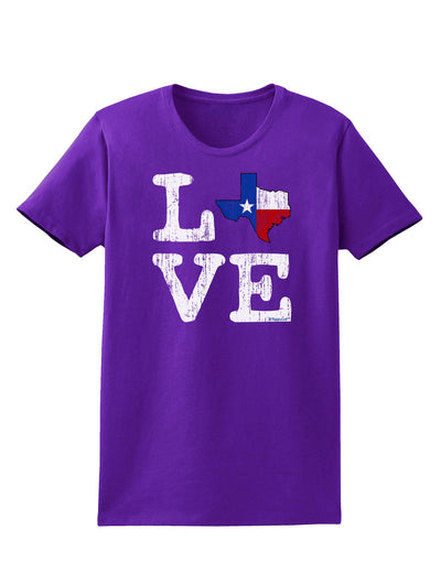 Texas Love Distressed Design Womens Dark T-Shirt by TooLoud-Womens T-Shirt-TooLoud-Purple-X-Small-Davson Sales