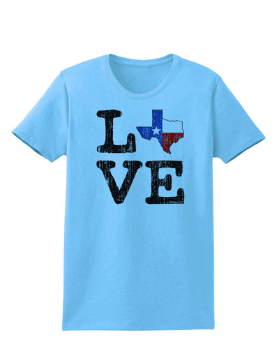 Texas Love Distressed Design Womens T-Shirt by TooLoud-Womens T-Shirt-TooLoud-Aquatic-Blue-X-Small-Davson Sales