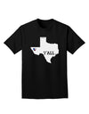 Texas State Y'all Design with Flag Heart Adult Dark T-Shirt by TooLoud-Mens T-Shirt-TooLoud-Black-Small-Davson Sales