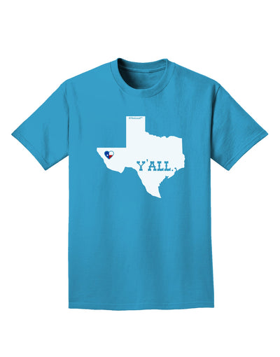 Texas State Y'all Design with Flag Heart Adult Dark T-Shirt by TooLoud-Mens T-Shirt-TooLoud-Turquoise-Small-Davson Sales