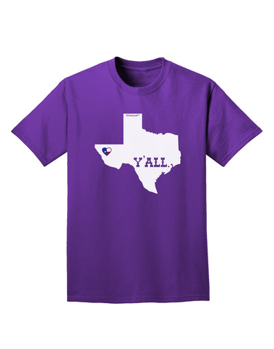 Texas State Y'all Design with Flag Heart Adult Dark T-Shirt by TooLoud-Mens T-Shirt-TooLoud-Purple-Small-Davson Sales