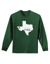 Texas State Y'all Design with Flag Heart Adult Long Sleeve Dark T-Shirt by TooLoud-Clothing-TooLoud-Dark-Green-Small-Davson Sales