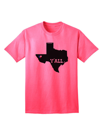 Texas State Y'all Design with Flag Heart Adult T-Shirt - A Captivating Addition to Your Wardrobe by TooLoud-Mens T-shirts-TooLoud-Neon-Pink-Small-Davson Sales