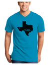 Texas State Y'all Design with Flag Heart Adult V-Neck T-shirt by TooLoud-Mens V-Neck T-Shirt-TooLoud-Turquoise-Small-Davson Sales