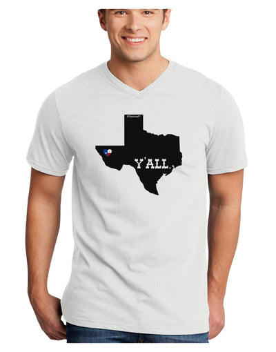 Texas State Y'all Design with Flag Heart Adult V-Neck T-shirt by TooLoud-Mens V-Neck T-Shirt-TooLoud-White-Small-Davson Sales