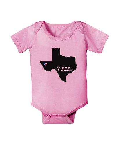 Texas State Y'all Design with Flag Heart Baby Romper Bodysuit by TooLoud-Baby Romper-TooLoud-Light-Pink-06-Months-Davson Sales