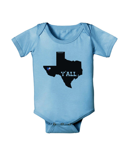 Texas State Y'all Design with Flag Heart Baby Romper Bodysuit by TooLoud-Baby Romper-TooLoud-Light-Blue-06-Months-Davson Sales