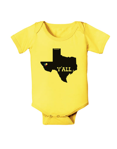 Texas State Y'all Design with Flag Heart Baby Romper Bodysuit by TooLoud-Baby Romper-TooLoud-Yellow-06-Months-Davson Sales