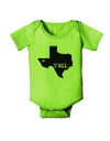 Texas State Y'all Design with Flag Heart Baby Romper Bodysuit by TooLoud-Baby Romper-TooLoud-Lime-Green-06-Months-Davson Sales