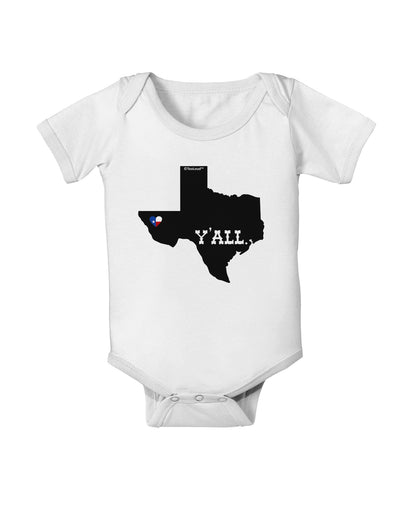 Texas State Y'all Design with Flag Heart Baby Romper Bodysuit by TooLoud-Baby Romper-TooLoud-White-06-Months-Davson Sales