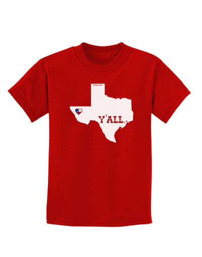 Texas State Y'all Design with Flag Heart Childrens Dark T-Shirt by TooLoud-Childrens T-Shirt-TooLoud-Red-X-Small-Davson Sales