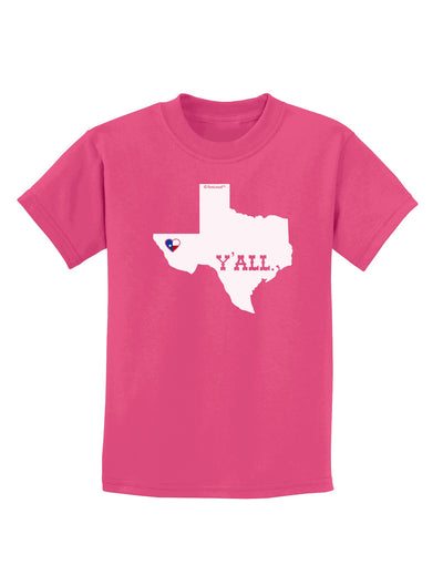 Texas State Y'all Design with Flag Heart Childrens Dark T-Shirt by TooLoud-Childrens T-Shirt-TooLoud-Sangria-X-Small-Davson Sales