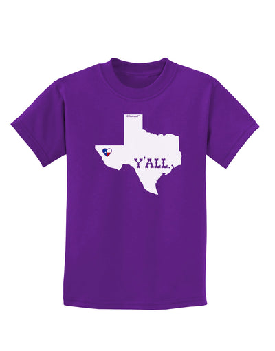 Texas State Y'all Design with Flag Heart Childrens Dark T-Shirt by TooLoud-Childrens T-Shirt-TooLoud-Purple-X-Small-Davson Sales