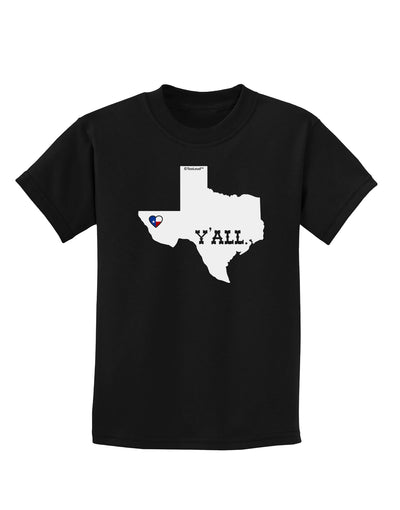 Texas State Y'all Design with Flag Heart Childrens Dark T-Shirt by TooLoud-Childrens T-Shirt-TooLoud-Black-X-Small-Davson Sales