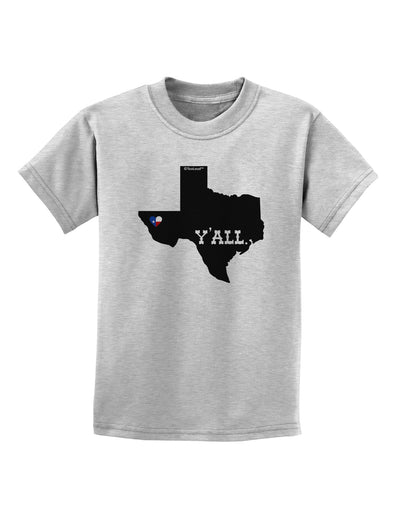 Texas State Y'all Design with Flag Heart Childrens T-Shirt by TooLoud-Childrens T-Shirt-TooLoud-AshGray-X-Small-Davson Sales