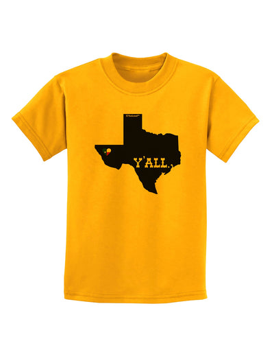 Texas State Y'all Design with Flag Heart Childrens T-Shirt by TooLoud-Childrens T-Shirt-TooLoud-Gold-X-Small-Davson Sales