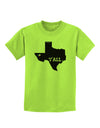 Texas State Y'all Design with Flag Heart Childrens T-Shirt by TooLoud-Childrens T-Shirt-TooLoud-Lime-Green-X-Small-Davson Sales