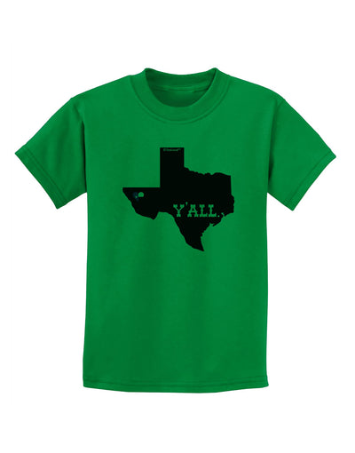 Texas State Y'all Design with Flag Heart Childrens T-Shirt by TooLoud-Childrens T-Shirt-TooLoud-Kelly-Green-X-Small-Davson Sales