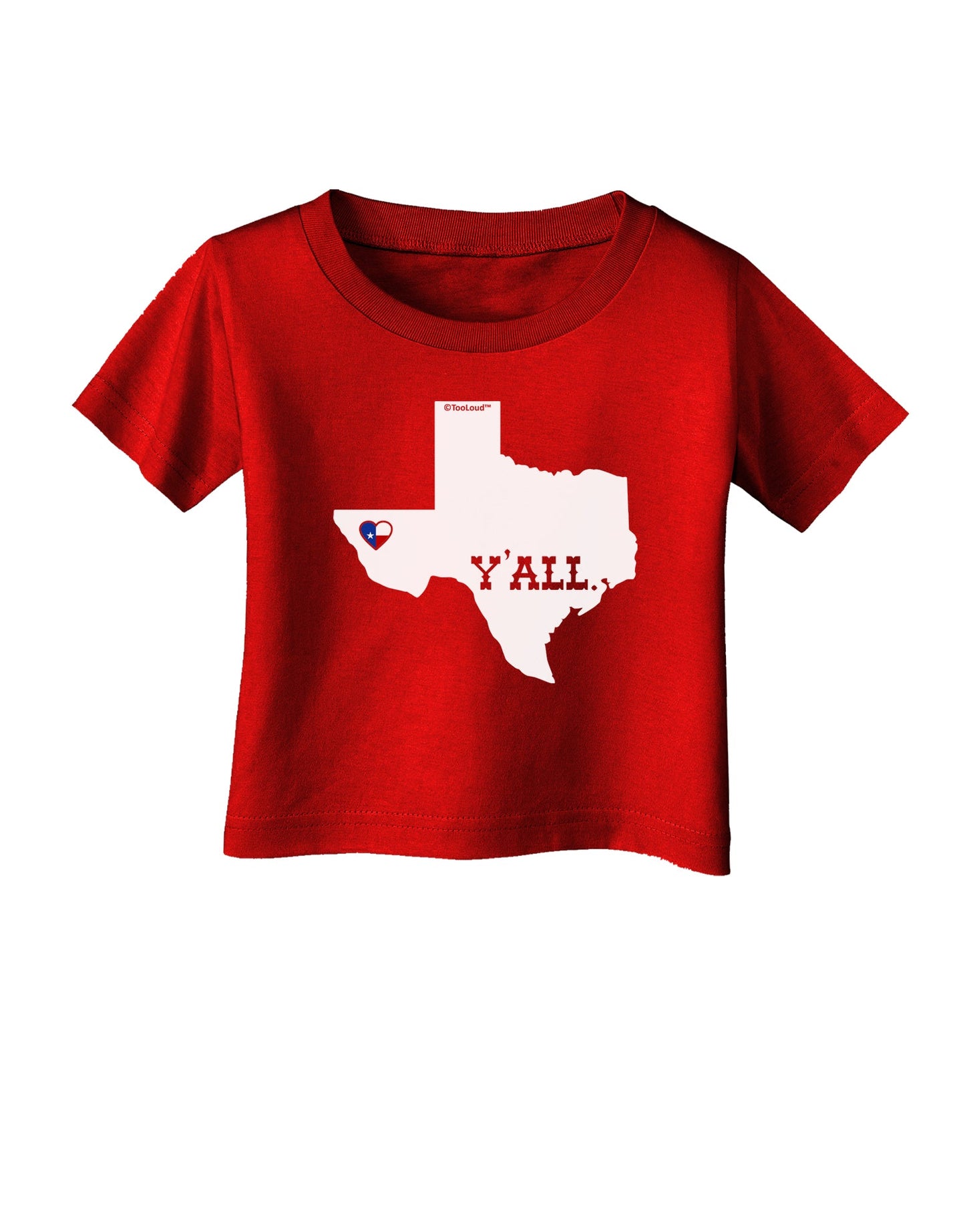 Texas State Y'all Design with Flag Heart Infant T-Shirt Dark by TooLoud-Infant T-Shirt-TooLoud-Red-06-Months-Davson Sales