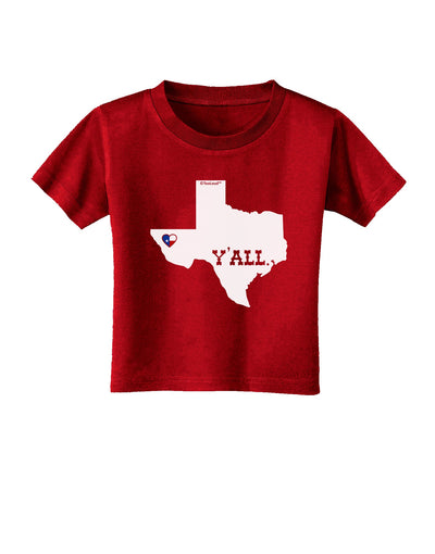 Texas State Y'all Design with Flag Heart Toddler T-Shirt Dark by TooLoud-Toddler T-Shirt-TooLoud-Red-2T-Davson Sales