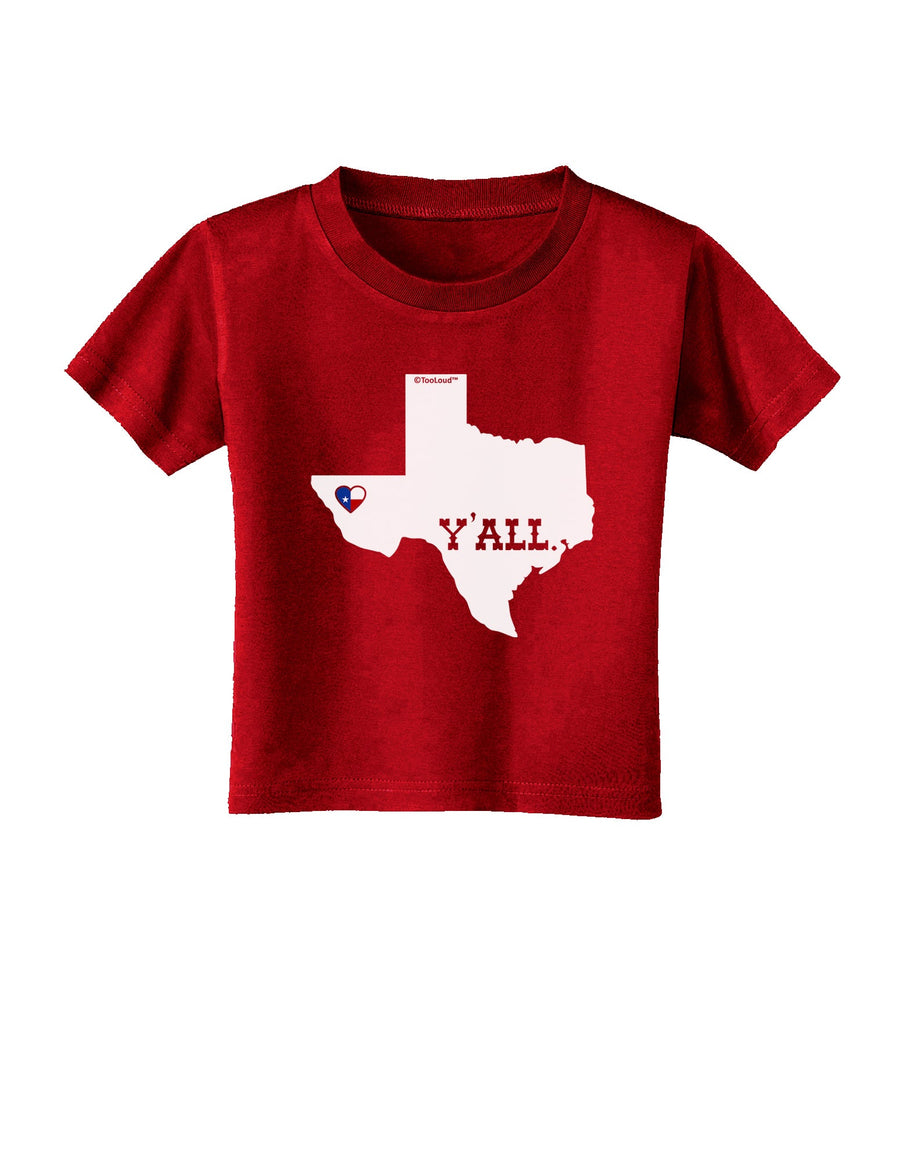 Texas State Y'all Design with Flag Heart Toddler T-Shirt Dark by TooLoud-Toddler T-Shirt-TooLoud-Black-2T-Davson Sales