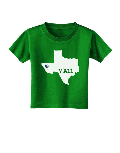 Texas State Y'all Design with Flag Heart Toddler T-Shirt Dark by TooLoud-Toddler T-Shirt-TooLoud-Clover-Green-2T-Davson Sales