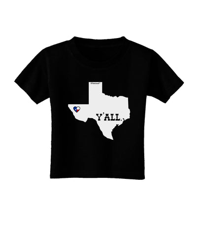 Texas State Y'all Design with Flag Heart Toddler T-Shirt Dark by TooLoud-Toddler T-Shirt-TooLoud-Black-2T-Davson Sales