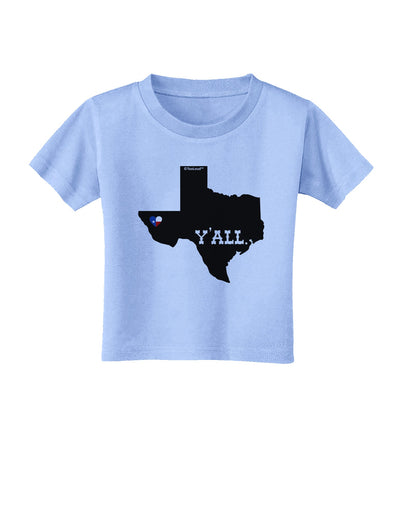 Texas State Y'all Design with Flag Heart Toddler T-Shirt by TooLoud-Toddler T-Shirt-TooLoud-Aquatic-Blue-2T-Davson Sales