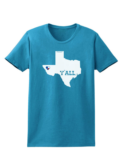 Texas State Y'all Design with Flag Heart Womens Dark T-Shirt by TooLoud-Womens T-Shirt-TooLoud-Turquoise-X-Small-Davson Sales