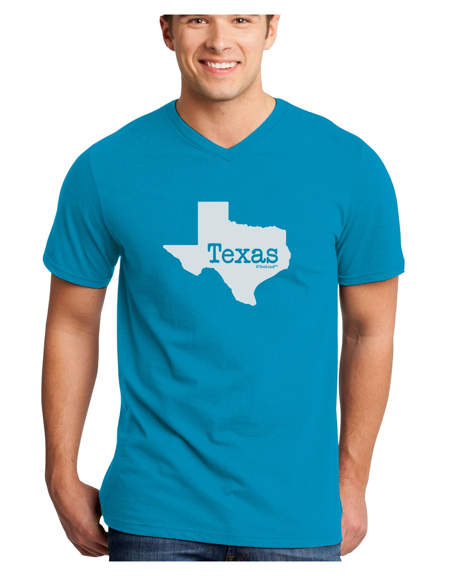 Texas - United States Shape Adult Dark V-Neck T-Shirt by TooLoud-Mens V-Neck T-Shirt-TooLoud-Turquoise-Small-Davson Sales