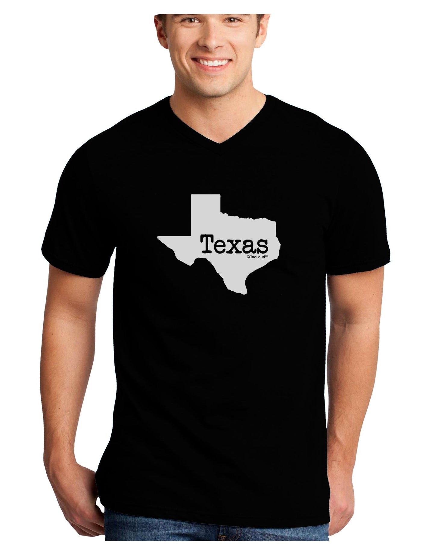 Texas - United States Shape Adult Dark V-Neck T-Shirt by TooLoud-Mens V-Neck T-Shirt-TooLoud-Black-Small-Davson Sales