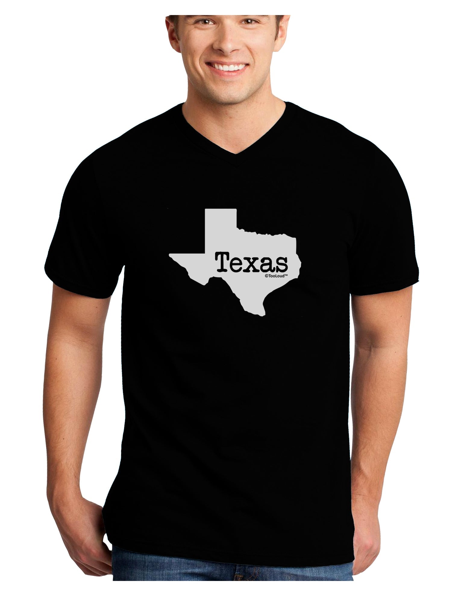 Texas - United States Shape Adult Dark V-Neck T-Shirt by TooLoud-Mens V-Neck T-Shirt-TooLoud-Black-Small-Davson Sales