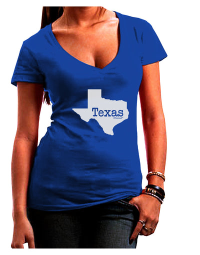 Texas - United States Shape Juniors V-Neck Dark T-Shirt by TooLoud-Womens V-Neck T-Shirts-TooLoud-Royal-Blue-Juniors Fitted Small-Davson Sales