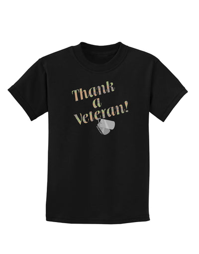 Thank A Veteran Childrens Dark T-Shirt-Childrens T-Shirt-TooLoud-Black-X-Small-Davson Sales