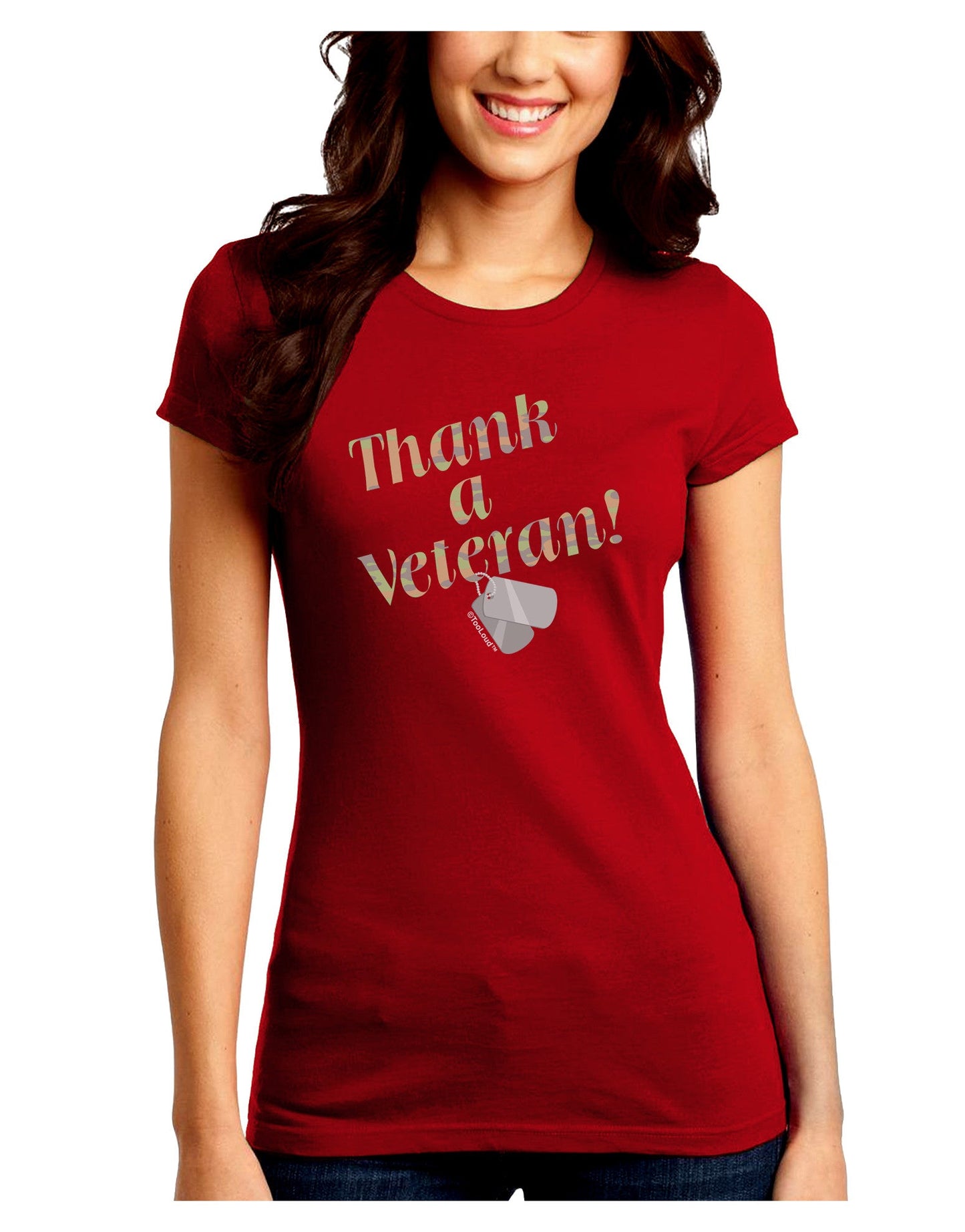 Thank A Veteran Juniors Crew Dark T-Shirt-T-Shirts Juniors Tops-TooLoud-Red-Juniors Fitted Small-Davson Sales