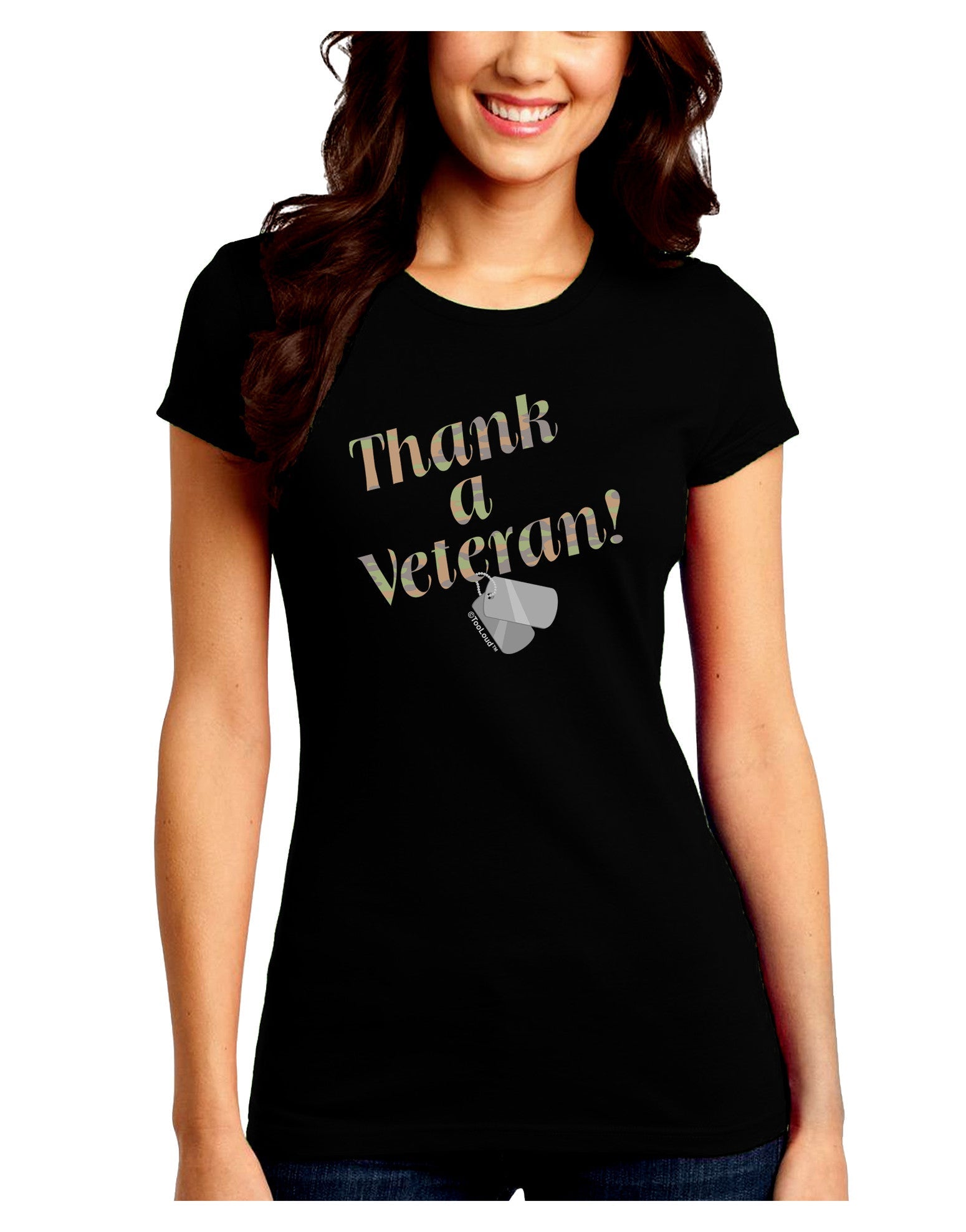 Thank A Veteran Juniors Crew Dark T-Shirt-T-Shirts Juniors Tops-TooLoud-Black-Juniors Fitted Small-Davson Sales