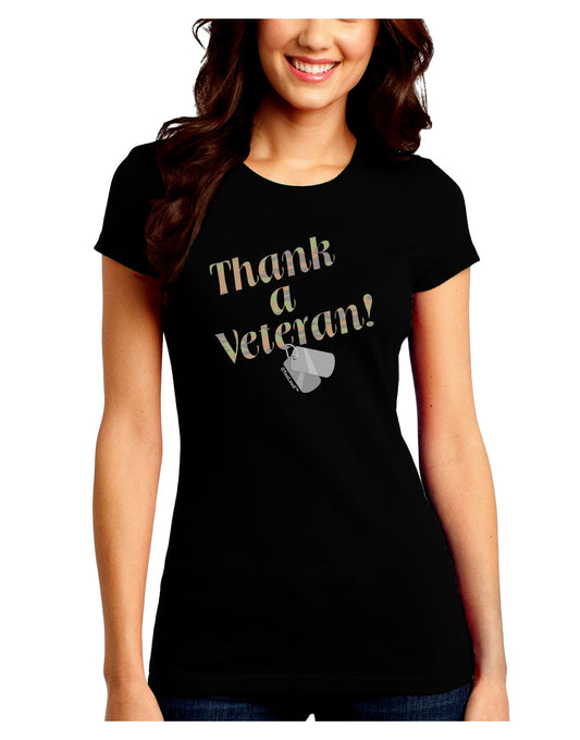 Thank A Veteran Juniors Crew Dark T-Shirt-T-Shirts Juniors Tops-TooLoud-Black-Juniors Fitted Small-Davson Sales