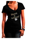 Thank A Veteran Juniors V-Neck Dark T-Shirt-Womens V-Neck T-Shirts-TooLoud-Black-Juniors Fitted Small-Davson Sales